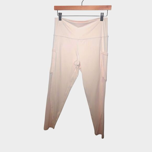 Aerie Offline Real Me Size Large Blush Pale Pink Leggings Mesh Cut Out Pockets - Picture 1 of 11
